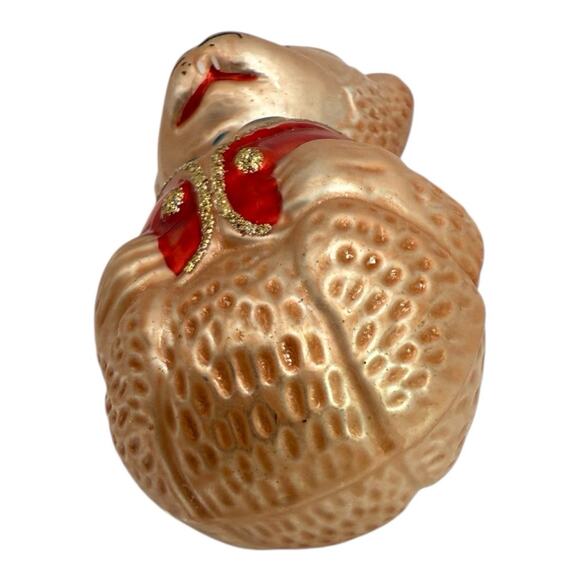 Teddy Bear Cub Bowtie Red Vest Glass Christmas Tree Ornament Old Timey Vtg EUC - Picture 5 of 7